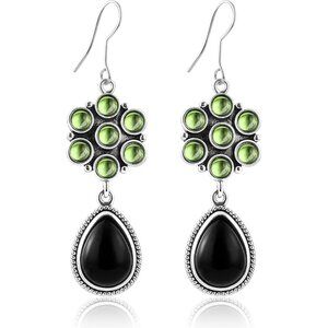 Osidian Flower Opal Tear Statement Vintage Long Summer Earring for Women Jewelry